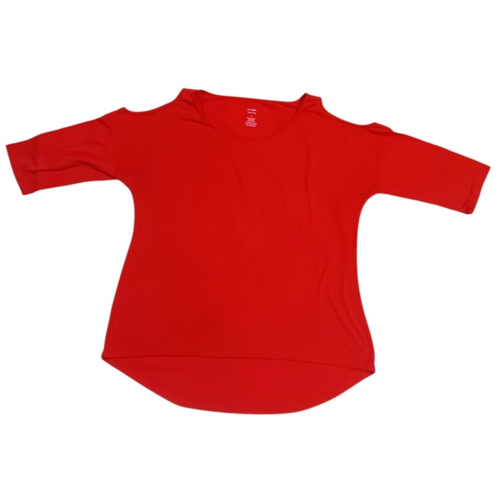 Jennifer Lauren Red Cold Shoulder Blouse Sz XL